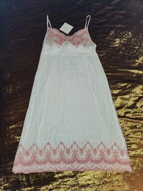 Shabby Chic Embroidered Eyelet Cotton Summer Slip Dress